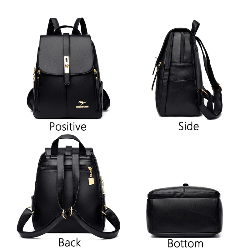 Winter 2023 New Women Leather Backpacks Fashion Shoulder Bags Female Backpack Ladies Travel Backpack School Bags For Girls