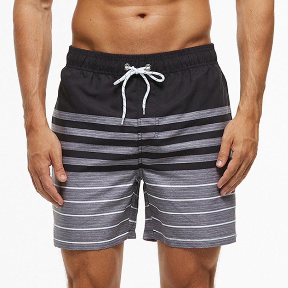 Men&#39;s Shorts Casual Cotton Workout Short Pants Drawstring Beach Shorts With Pockets Swim Trunks Stripe Plus size Beach Shorts