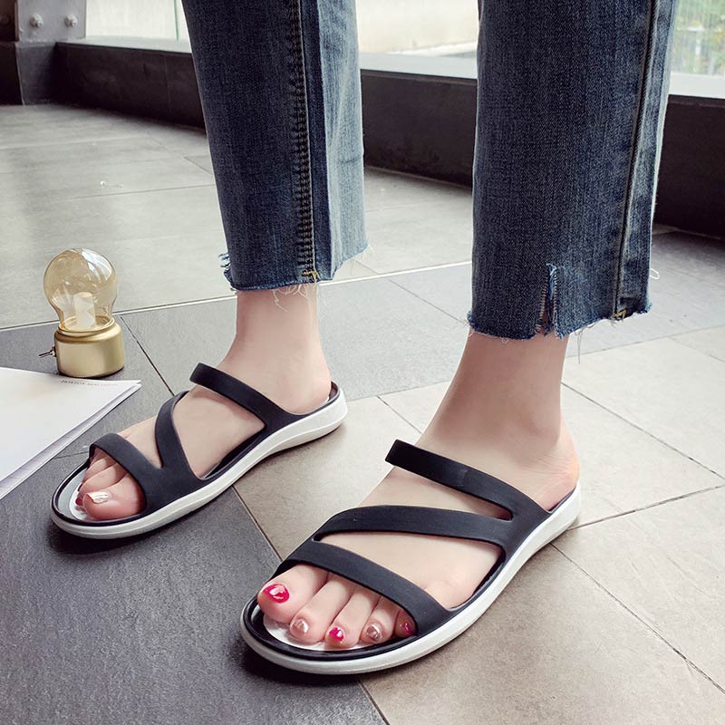 Jelly shoe beach 2023 summer sandals women shoes casual solid slippers flats sandals women shoes slip-on female platform shoe