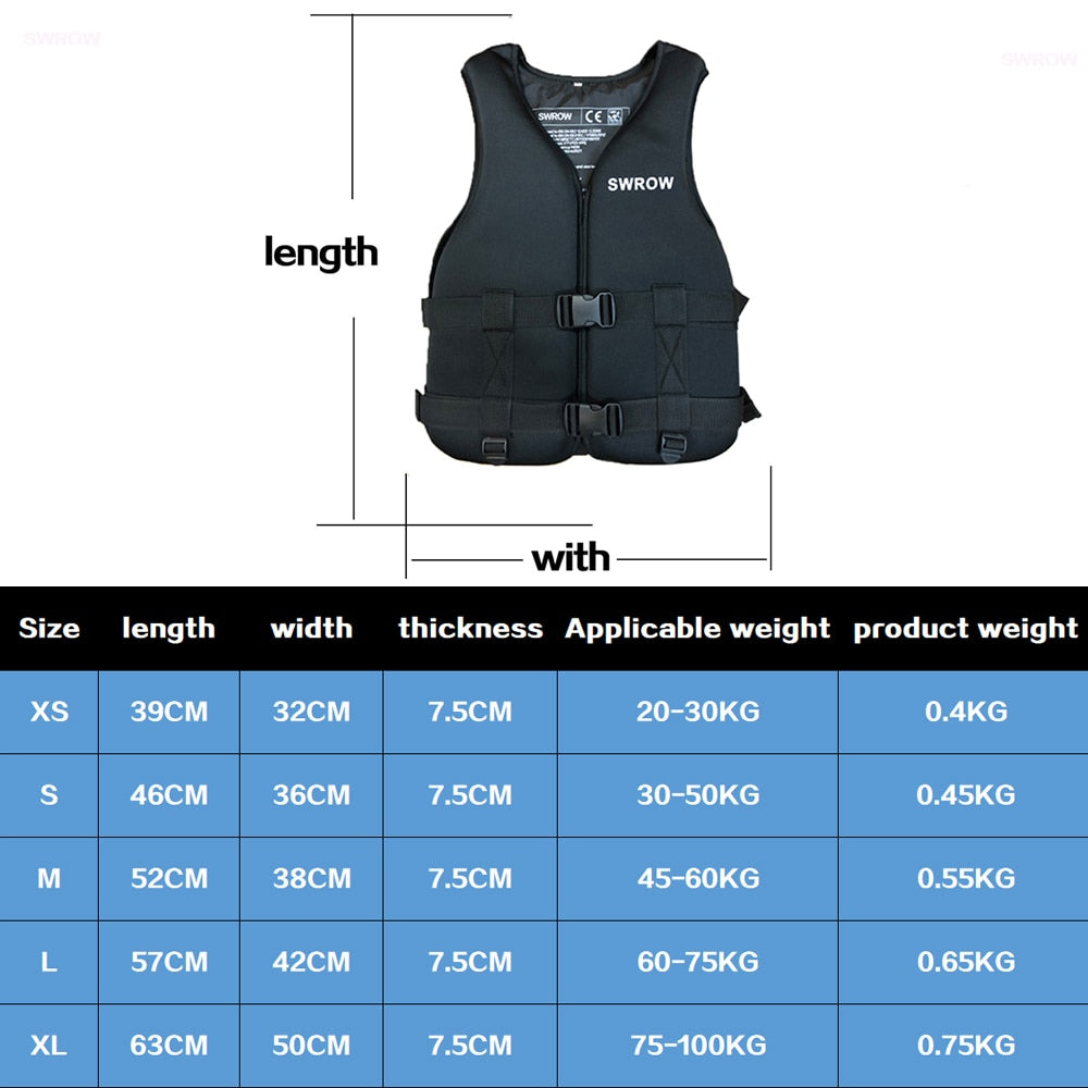 Neoprene Life Jacket for Adult Children New Water Sport Buoyancy Jacket Life Vest Swimming Boating Skiing Driving Vest Drifting