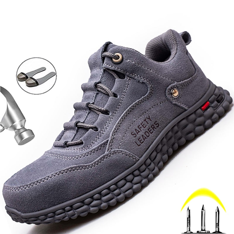 Genuine Leather Shoes Safety Boots Steel Toe Shoes Men Work Shoes Indestructible Sneakers Work Safety Shoes Light Security Boots