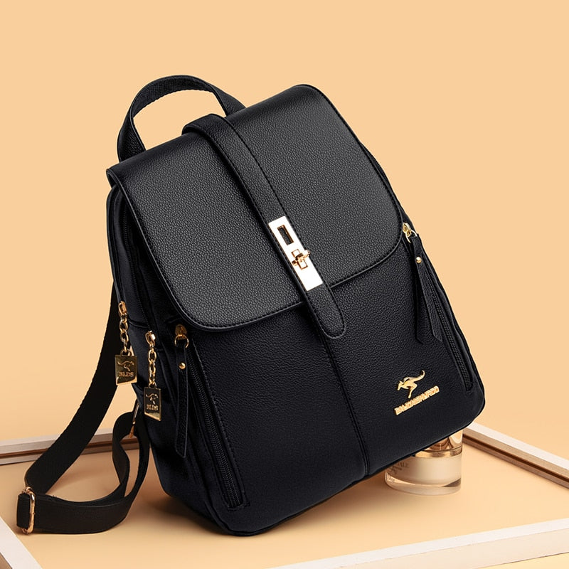 Winter 2023 New Women Leather Backpacks Fashion Shoulder Bags Female Backpack Ladies Travel Backpack School Bags For Girls