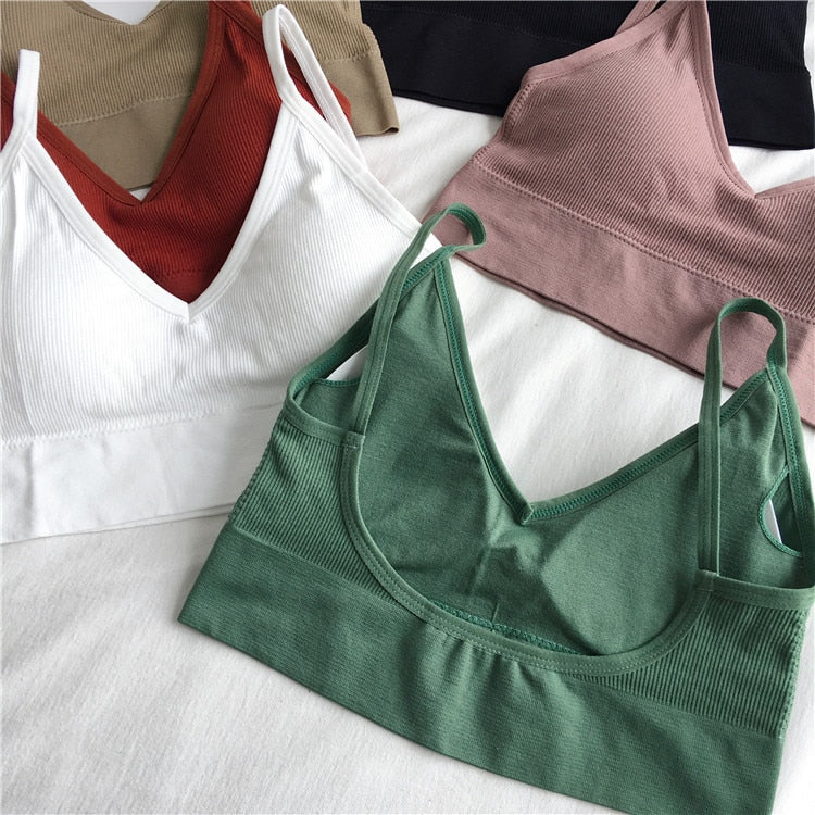 Women Sexy Crop Tops Bra Tube Top Female Streetwear Sleeveless Seamless Sports Bra Crop Camis Top Tee Bandeau Top Basic Tank