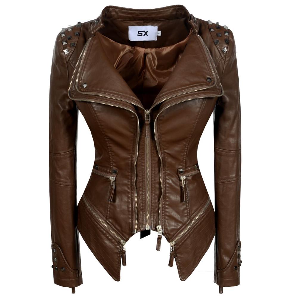 2023 women biker jacket red