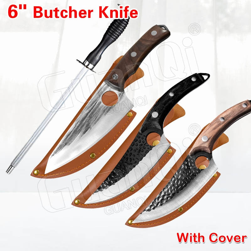 Fish Filleting Knife Stainless Steel Boning Knife Handmade Fishing Knife Kitchen Meat Cleaver Camping Cutter Chef Knives