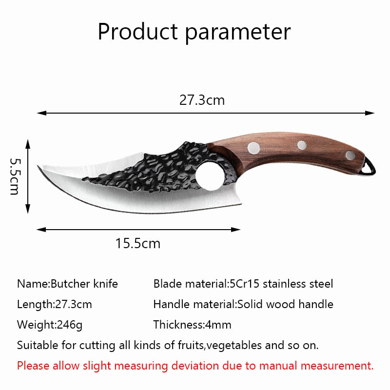 Meat Cleaver Butcher Knife Stainless Steel Hand Forged Boning Knife Chopping Slicing Kitchen Knives Cookware Camping Knives