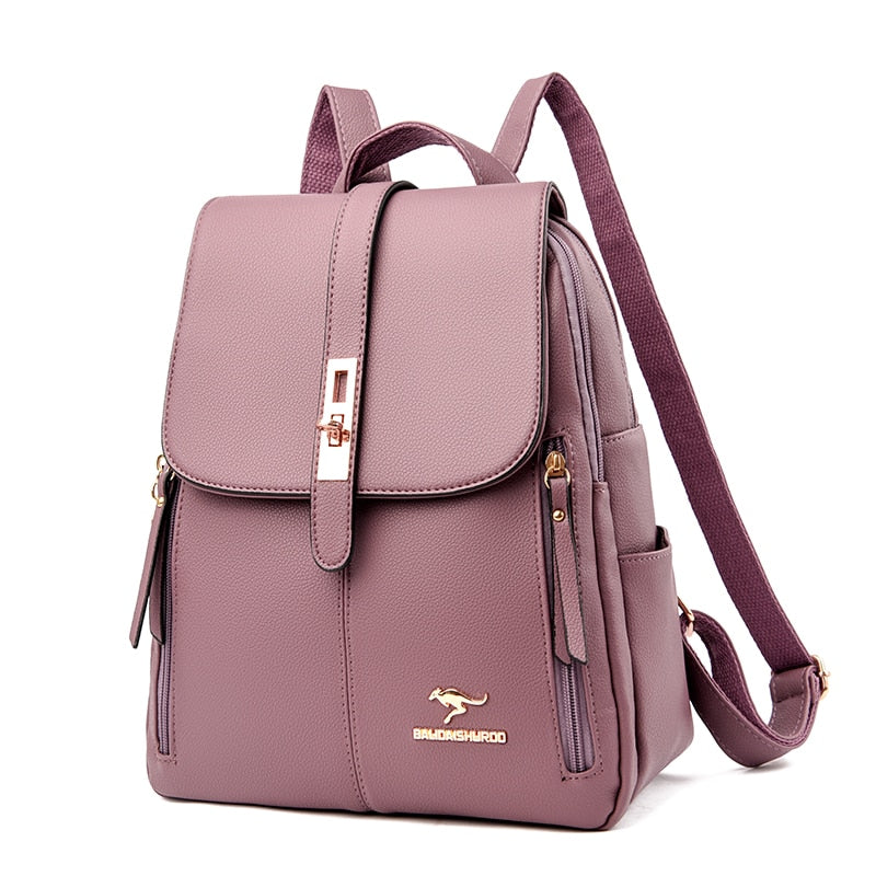 Winter 2023 New Women Leather Backpacks Fashion Shoulder Bags Female Backpack Ladies Travel Backpack School Bags For Girls
