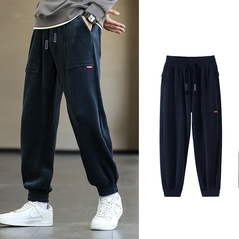 2023 New Autumn Winter Corduroy Sweatpants Men Baggy Joggers Fashion Streetwear Loose Casual Harem Pants