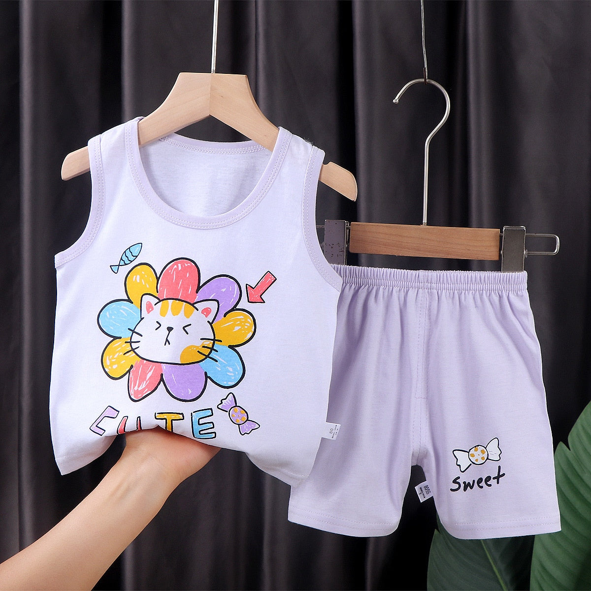 Children Sets Kids Vest Suit 2PCS Set Summer Cotton T-Shirt Girl Shorts Clothes Children Boys Girls Sleeveless Suit Wear Cloth
