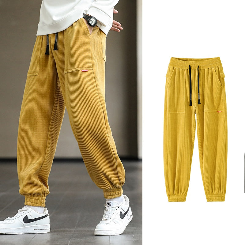 2023 New Autumn Winter Corduroy Sweatpants Men Baggy Joggers Fashion Streetwear Loose Casual Harem Pants