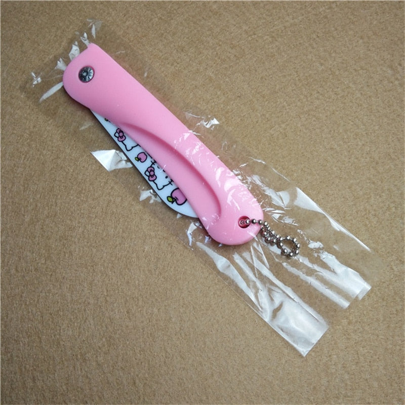 HelloKitty Ceramics Folding Home Fruit Knife Kawaii Sanrioed Anime Cartoon Series Exquisite Travel Portable Food Knife Peeler