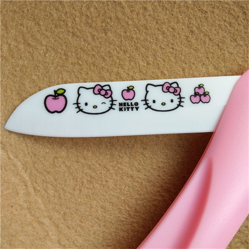 HelloKitty Ceramics Folding Home Fruit Knife Kawaii Sanrioed Anime Cartoon Series Exquisite Travel Portable Food Knife Peeler