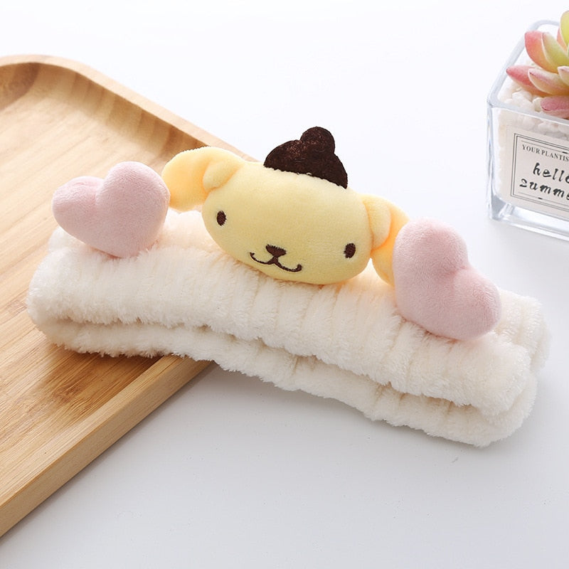 Fashion Kawaii Cinnamoroll My Melody Kuromi Plushie Bow Headband Sanrio Anime Cute Makeup Wash Hair Ring Hair Accessories Gifts