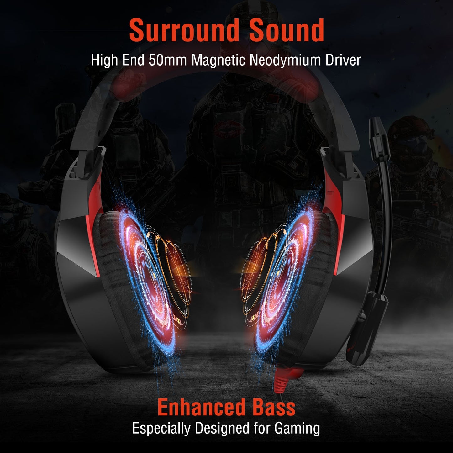 ONIKUMA K1-B Professional Gaming Headset with Flexible Microphone LED Light Wired Headphones for PS4 Xbox One Computer PC Gamer