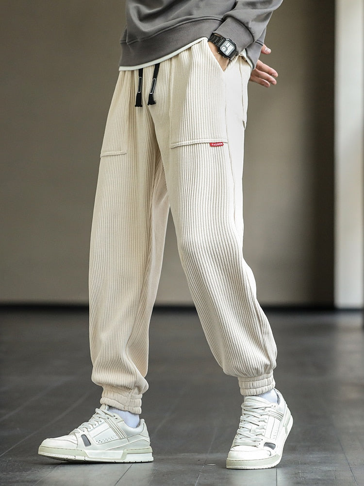 2023 New Autumn Winter Corduroy Sweatpants Men Baggy Joggers Fashion Streetwear Loose Casual Harem Pants