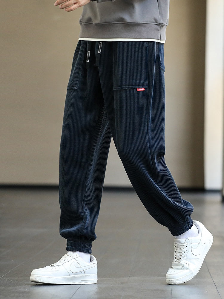 2023 New Autumn Winter Corduroy Sweatpants Men Baggy Joggers Fashion Streetwear Loose Casual Harem Pants