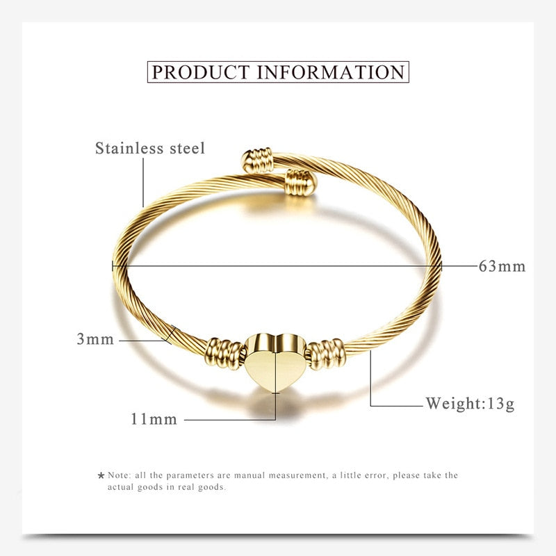 Fashion Heart Charm Bangle With Initial Alphabet Letter Engrave High Quality Women Jewelry Cuff Bangles Wholesale For Party Gift