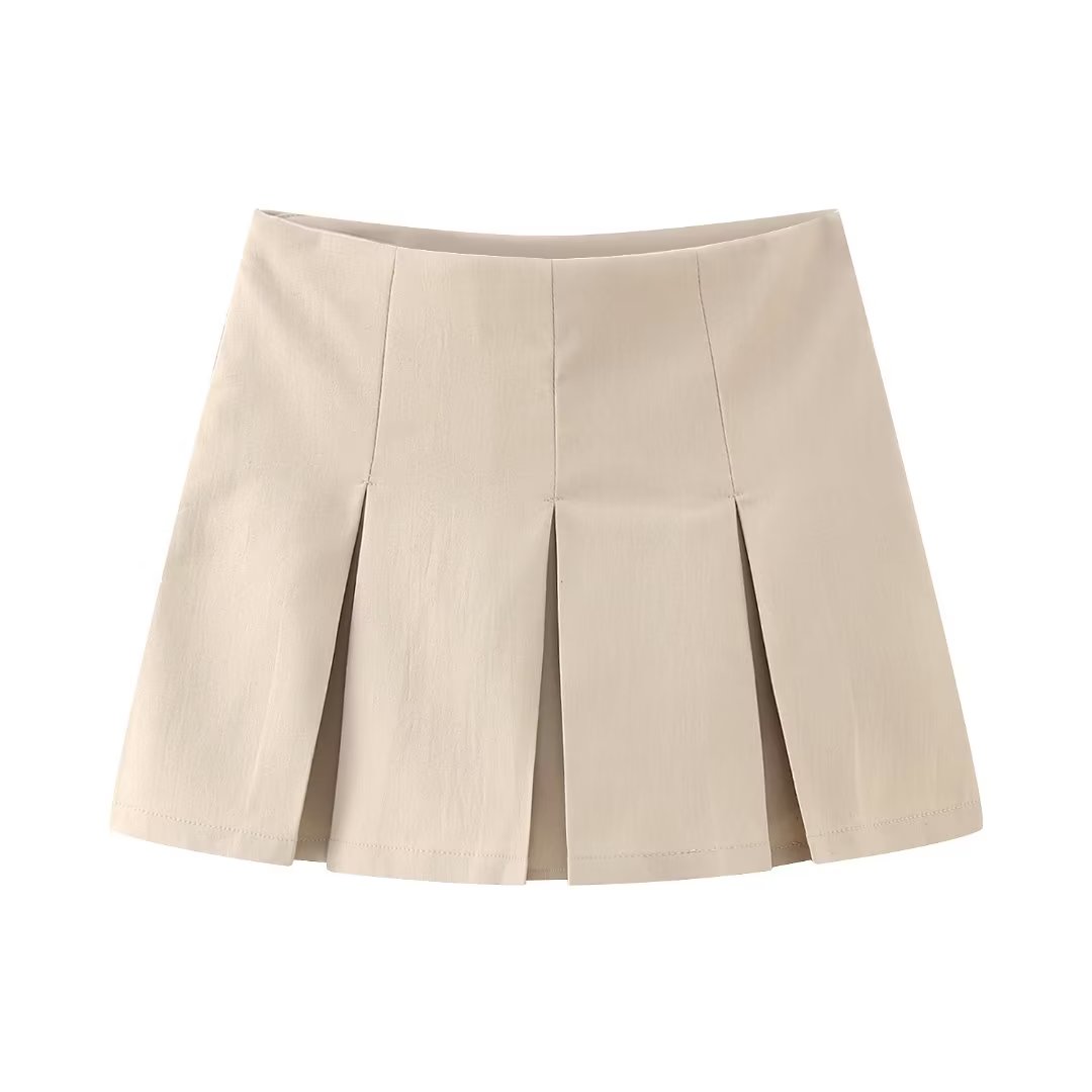 ZEVITY Women High Waist Wide Pleats Design Slim Shorts Skirts Female Side Zipper Culottes Hot Shorts Chic Pantalone Cortos P2576