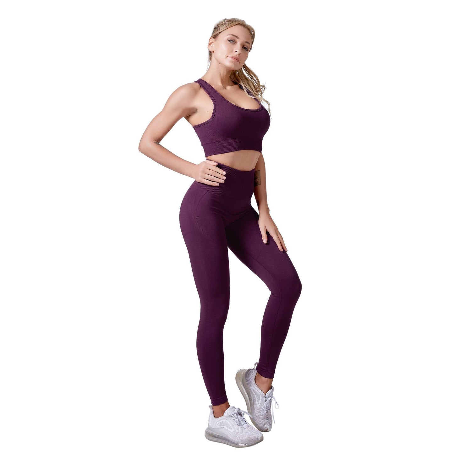 Gym 2 Piece Set Workout Clothes For Women Yoga Set Solid Color Fitness Leggings Sportswear Woman Yoga Wear Sport Bra And Pants