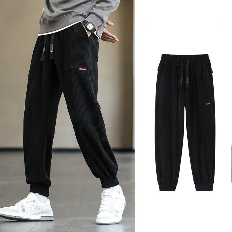 2023 New Autumn Winter Corduroy Sweatpants Men Baggy Joggers Fashion Streetwear Loose Casual Harem Pants