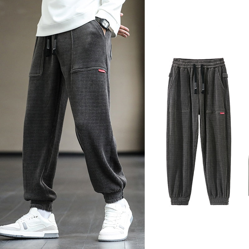 2023 New Autumn Winter Corduroy Sweatpants Men Baggy Joggers Fashion Streetwear Loose Casual Harem Pants