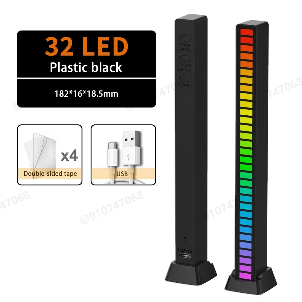 RGB LED Strip Light Music Sound Control Pickup Rhythm Ambient Lamp Atmosphere Night Lights For Bar Car Room TV Gaming Decoration