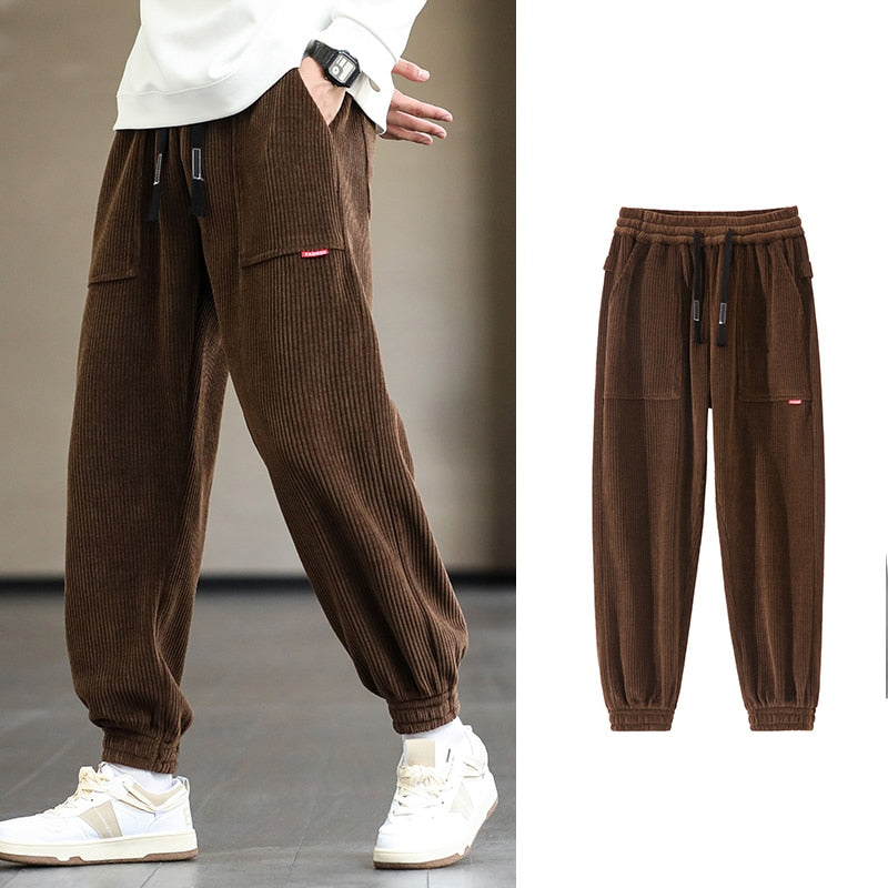 2023 New Autumn Winter Corduroy Sweatpants Men Baggy Joggers Fashion Streetwear Loose Casual Harem Pants