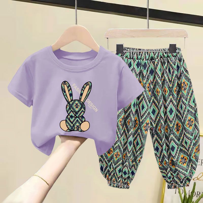 Children Clothing Set Boy Girl Clothes Summer Suit Baby Sets Cute Cotton Tshirt Pants Toddler Loungewear Soft Tracksuit 2-10Y