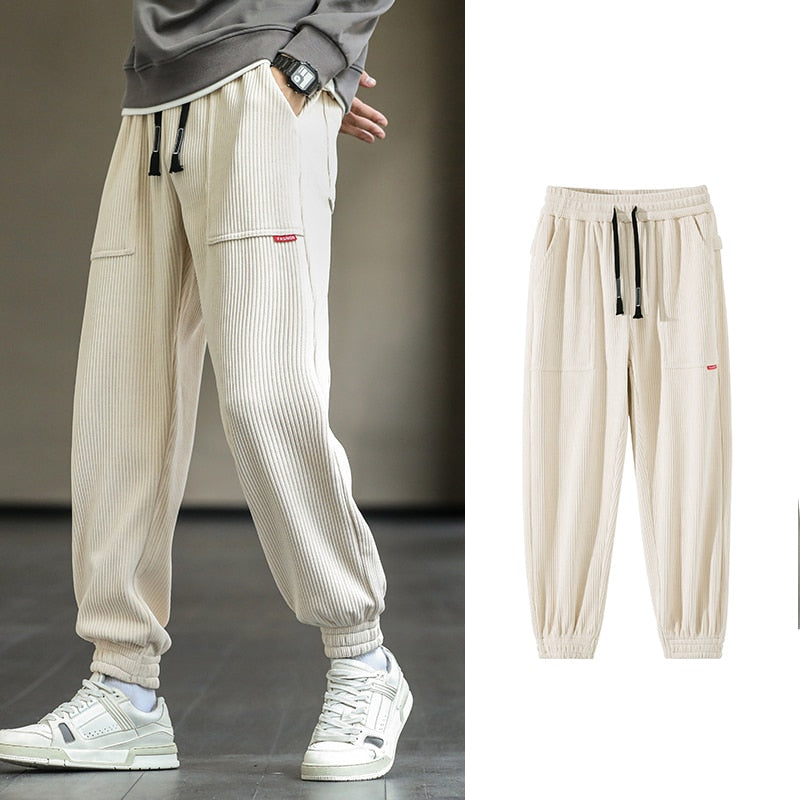 2023 New Autumn Winter Corduroy Sweatpants Men Baggy Joggers Fashion Streetwear Loose Casual Harem Pants