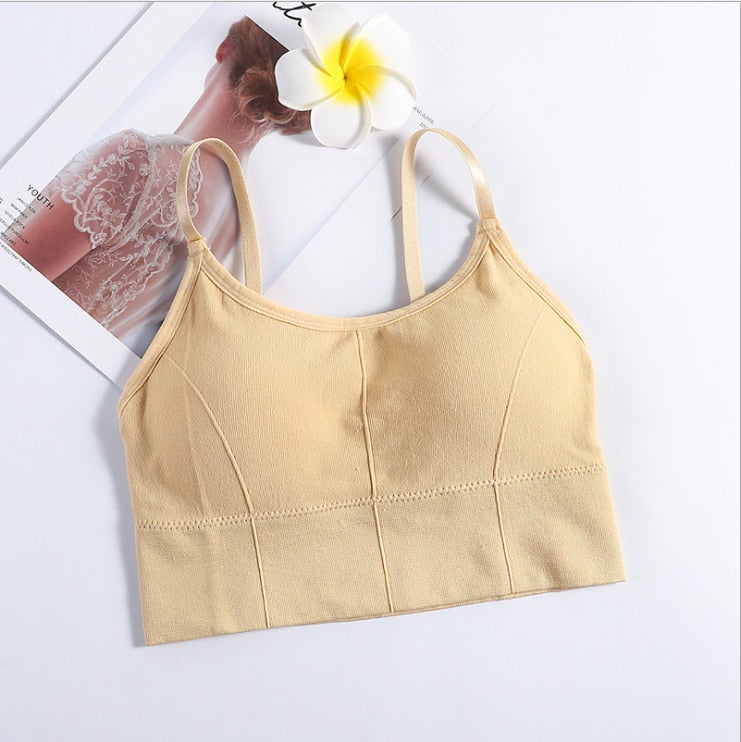 Women Sexy Crop Tops Bra Tube Top Female Streetwear Sleeveless Seamless Sports Bra Crop Camis Top Tee Bandeau Top Basic Tank