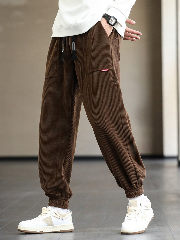 2023 New Autumn Winter Corduroy Sweatpants Men Baggy Joggers Fashion Streetwear Loose Casual Harem Pants