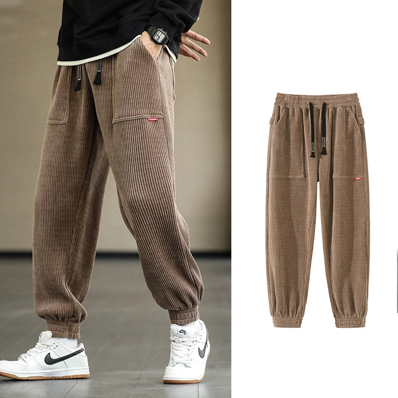 2023 New Autumn Winter Corduroy Sweatpants Men Baggy Joggers Fashion Streetwear Loose Casual Harem Pants