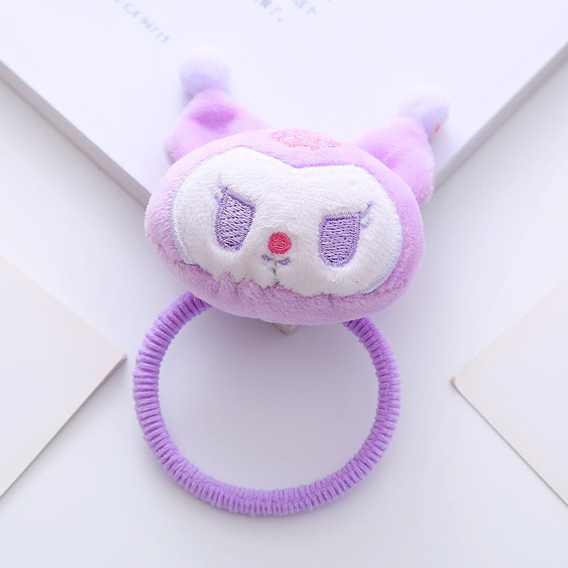 Fashion Kawaii Cinnamoroll My Melody Kuromi Plushie Bow Headband Sanrio Anime Cute Makeup Wash Hair Ring Hair Accessories Gifts