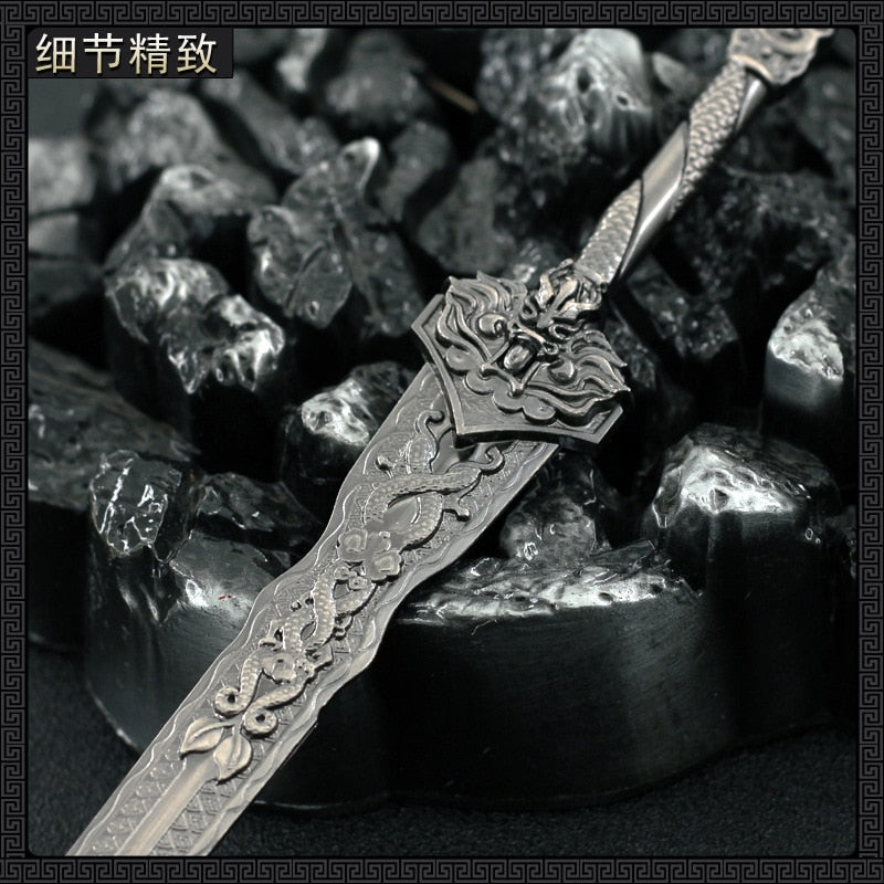 22cm Metal Sword machete Blade Espadas Manga Anime Keychain Toy Ancient Chinese Weapons Pendant Decoration Ornament Accessories