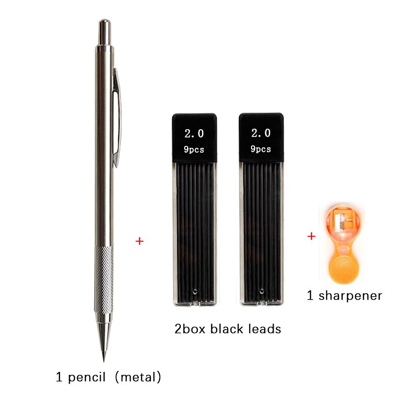 2.0mm Mechanical Pencil Set Black /Color Lead Refill 2B Automatic Pencil Students Art Sketch Painting Writing Kawaiii Stationery