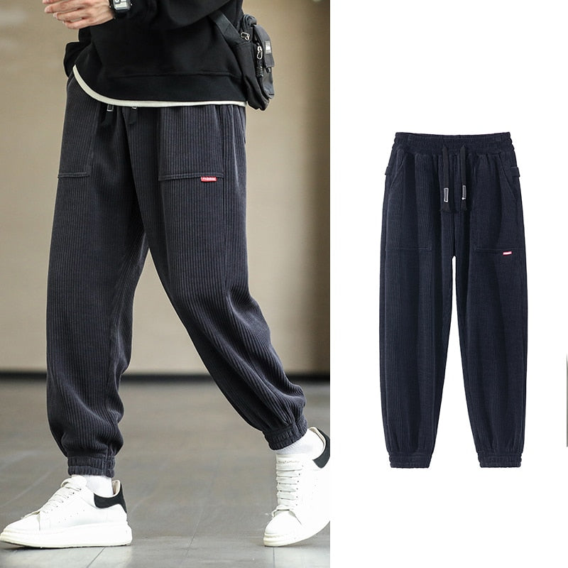 2023 New Autumn Winter Corduroy Sweatpants Men Baggy Joggers Fashion Streetwear Loose Casual Harem Pants