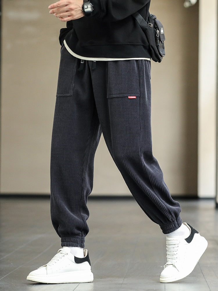 2023 New Autumn Winter Corduroy Sweatpants Men Baggy Joggers Fashion Streetwear Loose Casual Harem Pants