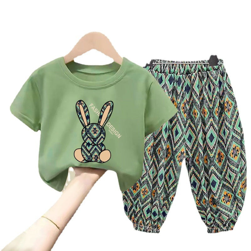 Children Clothing Set Boy Girl Clothes Summer Suit Baby Sets Cute Cotton Tshirt Pants Toddler Loungewear Soft Tracksuit 2-10Y