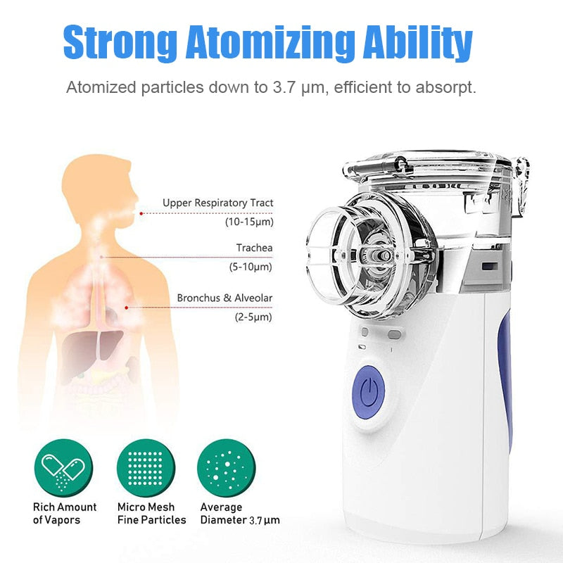 Portable Nebulizer Machine Medical Atomizer Nebuliser Inhalator Adult Children Silent Inhaler Humidificador Nebulizador Portatil