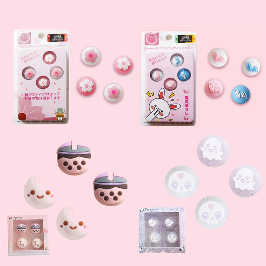 Glitter Ghost Pink Sakura Thumb Stick Grip Cap Joycon Cover For Nintendo Switch Oled NS Lite Joy-con Controller Thumbstick Case