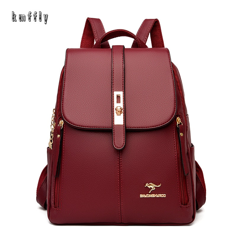 Winter 2023 New Women Leather Backpacks Fashion Shoulder Bags Female Backpack Ladies Travel Backpack School Bags For Girls